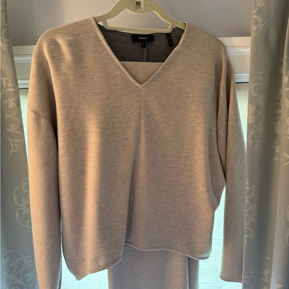 Theory double knit jersey lounge set, small top medium bottom